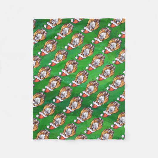 Ginger Cat Christmas on Green Fleecedecke (Vorderseite)