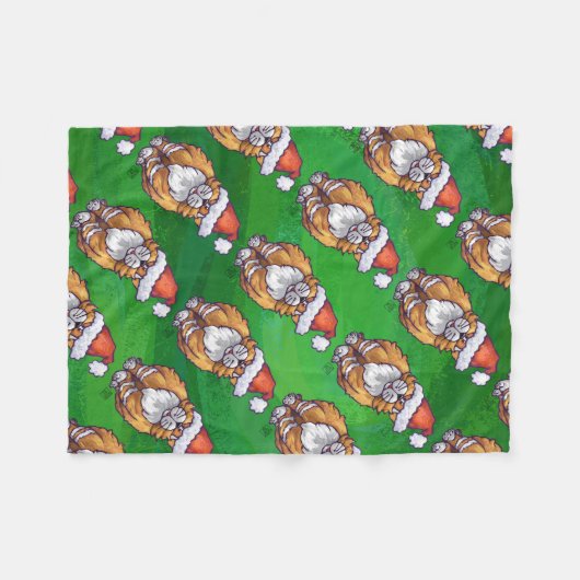 Ginger Cat Christmas on Green Fleecedecke (Vorderseite (Horizontal))
