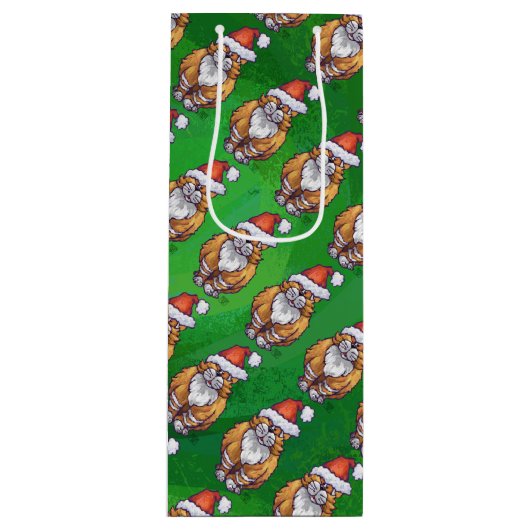 Ginger Cat Christmas on Green Geschenktüte Für Weinflaschen (Vorderseite)