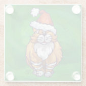 Ginger Cat Christmas on Green Glasuntersetzer (Rückseite)
