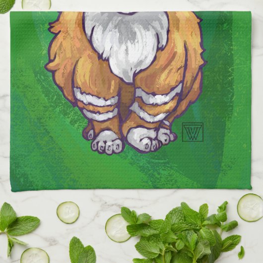 Ginger Cat Christmas on Green Handtuch (Gefaltet)