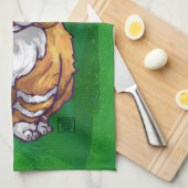 Ginger Cat Christmas on Green Handtuch (Viertel Falte)