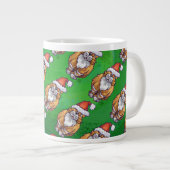 Ginger Cat Christmas on Green Jumbo-Tasse (Vorderseite Rechts)
