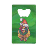 Ginger Cat Christmas on Green Kreditkartenflaschenöffner (Rückseite)