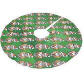 Ginger Cat Christmas on Green Polyester Weihnachtsbaumdecke (Schrägansicht)