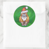 Ginger Cat Christmas on Green Runder Aufkleber (Tasche)