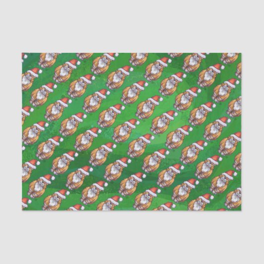 Ginger Cat Christmas on Green Seidenpapier (Vorderseite)