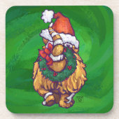 Ginger Cat Christmas on Green Untersetzer (Vorderseite)