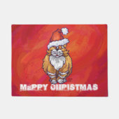 Ginger Cat Christmas On Red Fußmatte (Vorderseite)