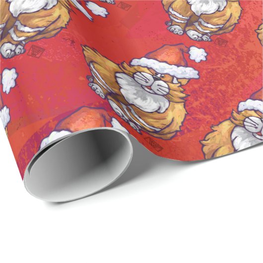 Ginger Cat Christmas On Red Geschenkpapier (Rolleneckpunkt)