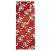 Ginger Cat Christmas On Red Geschenktüte Für Weinflaschen (Rückseite)