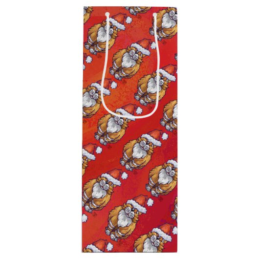 Ginger Cat Christmas On Red Geschenktüte Für Weinflaschen (Vorderseite)