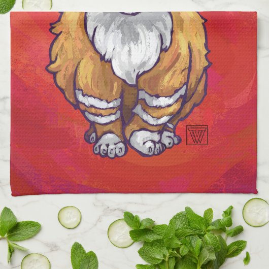 Ginger Cat Christmas On Red Geschirrtuch (Gefaltet)