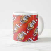 Ginger Cat Christmas On Red Jumbo-Tasse (Vorderseite Rechts)