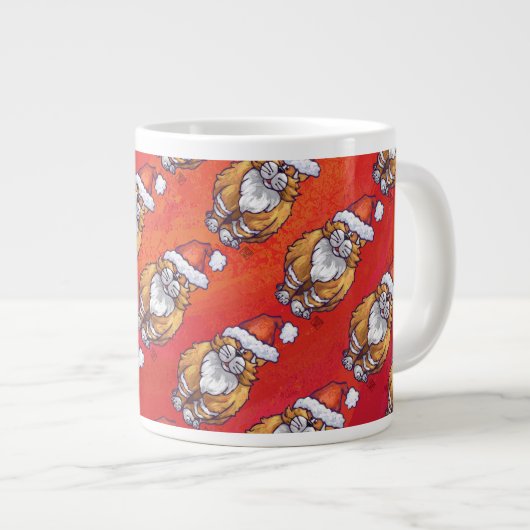 Ginger Cat Christmas On Red Jumbo-Tasse (Vorderseite Rechts)