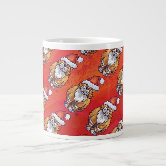 Ginger Cat Christmas On Red Jumbo-Tasse (Vorderseite)