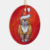 Ginger Cat Christmas On Red Keramikornament (Rechts)