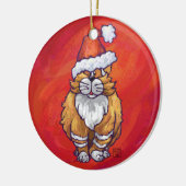Ginger Cat Christmas On Red Keramikornament (Links)