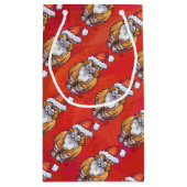 Ginger Cat Christmas On Red Kleine Geschenktüte (Rückseite)