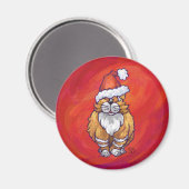 Ginger Cat Christmas On Red Magnet (Vorderseite/Rückseite)