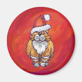 Ginger Cat Christmas On Red Magnet (Vorne)