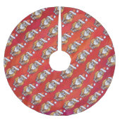 Ginger Cat Christmas On Red Polyester Weihnachtsbaumdecke (Vorderseite)