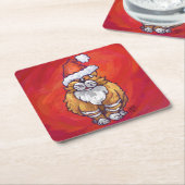 Ginger Cat Christmas On Red Rechteckiger Pappuntersetzer (angewinkelt)