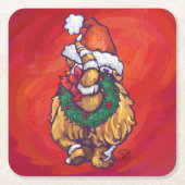 Ginger Cat Christmas On Red Rechteckiger Pappuntersetzer (Vorderseite)