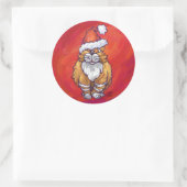 Ginger Cat Christmas On Red Runder Aufkleber (Tasche)