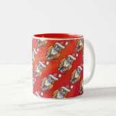 Ginger Cat Christmas On Red Zweifarbige Tasse (VorderseiteRechts)