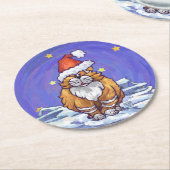 Ginger Cat Christmas Runder Pappuntersetzer (Angewinkelt)