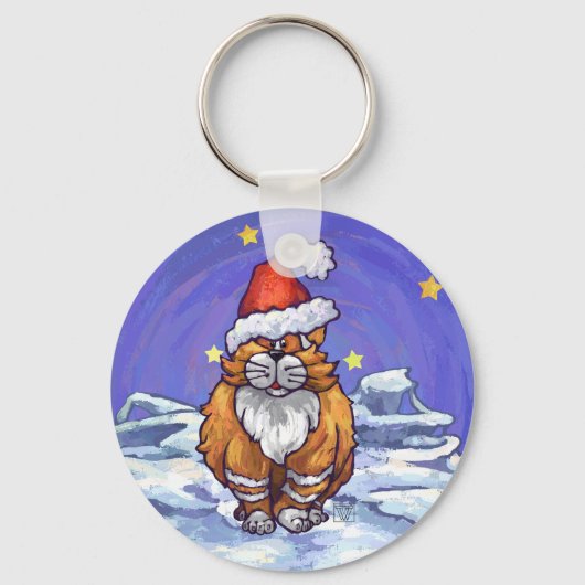 Ginger Cat Christmas Schlüsselanhänger (Vorderseite)