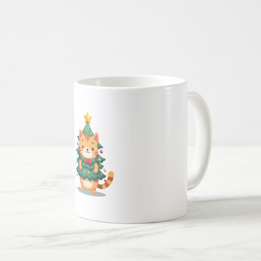 Ginger Cat Christmas Tree Cute Xmas 2 Kaffeetasse (VorderseiteRechts)