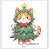 Ginger Cat Christmas Tree Cute Xmas 3 Aufkleber (Blatt)