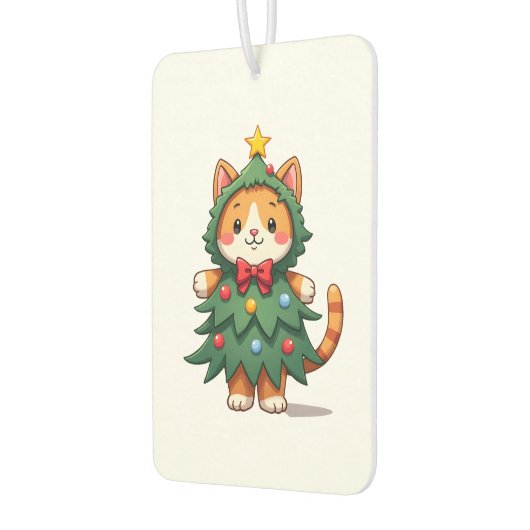 Ginger Cat Christmas Tree Cute Xmas 3 Autolufterfrischer (Links)
