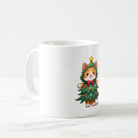 Ginger Cat Christmas Tree Cute Xmas 3 Kaffeetasse (Vorderseite Links)
