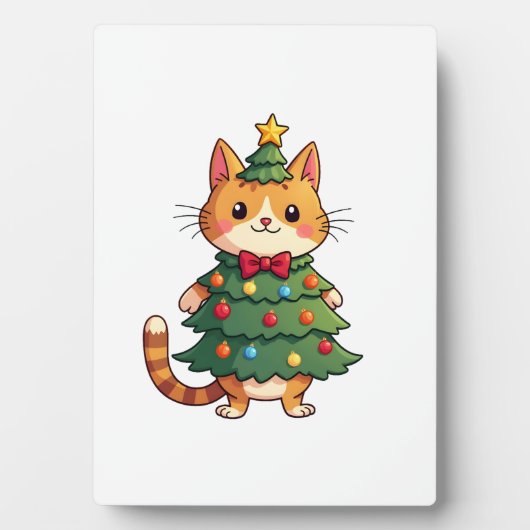 Ginger Cat Christmas Tree Cute Xmas 4 Fotoplatte (Vorderseite)