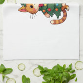 Ginger Cat Christmas Tree Cute Xmas 4 Geschirrtuch (Gefaltet)