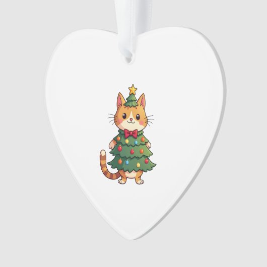 Ginger Cat Christmas Tree Cute Xmas 4 Ornament (Vorderseite)