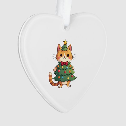 Ginger Cat Christmas Tree Cute Xmas 4 Ornament (Vorderseite)