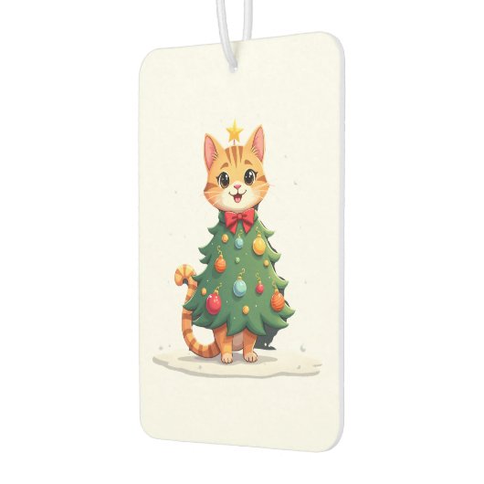 Ginger Cat Christmas Tree Cute Xmas Girls Kids Tod Autolufterfrischer (Links)