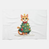 Ginger Cat Christmas Tree Cute Xmas Girls Kids Tod Geschirrtuch (Horizontal)