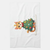 Ginger Cat Christmas Tree Cute Xmas Girls Kids Tod Geschirrtuch (Vertikal)