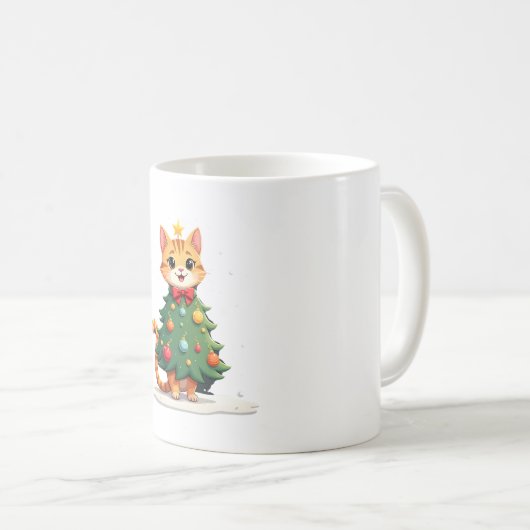 Ginger Cat Christmas Tree Cute Xmas Girls Kids Tod Kaffeetasse (VorderseiteRechts)