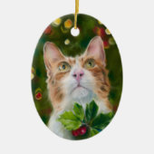 Ginger Cat Christmas Wonder Keramik Ornament (Vorne)