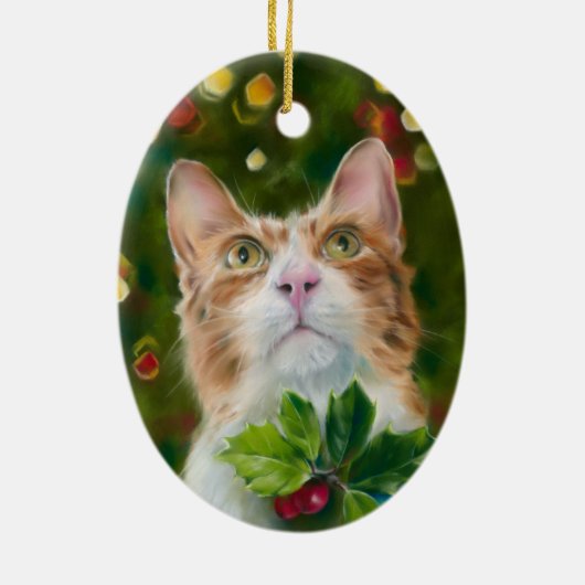Ginger Cat Christmas Wonder Keramik Ornament (Hinten)