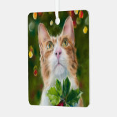 Ginger Cat Christmas Wonder Ornament Aus Metall (Vorderseite links)