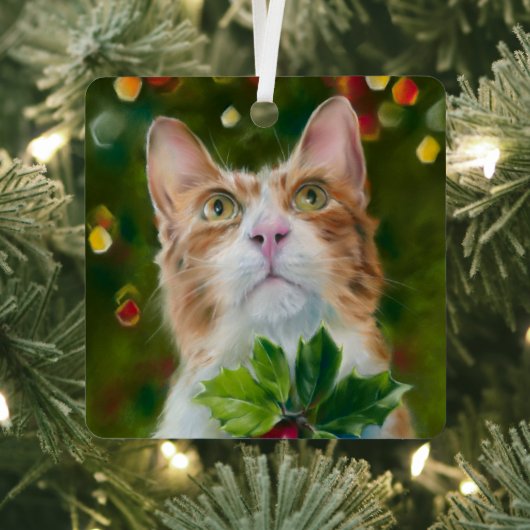 Ginger Cat Christmas Wonder Ornament Aus Metall (InSitu)