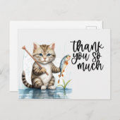Ginger Cat Danke, dass die Kartenkatze angeln Postkarte (Vorne/Hinten)