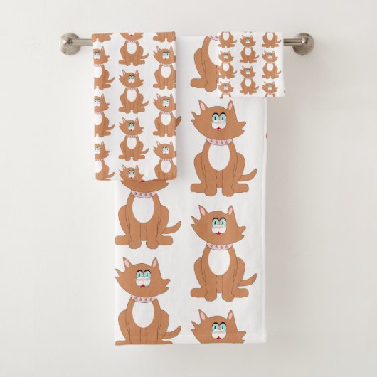 Ginger Cat Design Badhandtuch Set (Insitu)